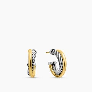 David Yurman Crossover Two Tone Hoop Earrings